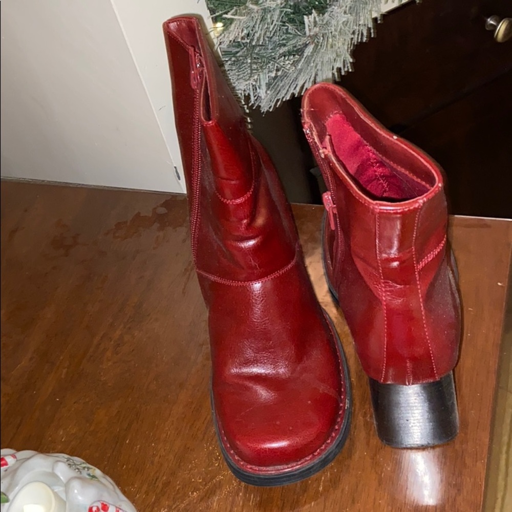 Red Leather Boots